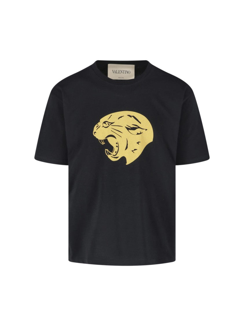 Valentino Black Panther Crewneck Cotton T-Shirt
