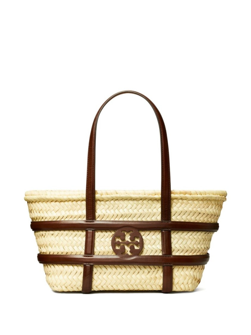 Tory Burch Woven Raffia Shopper Tote With Leather Accents