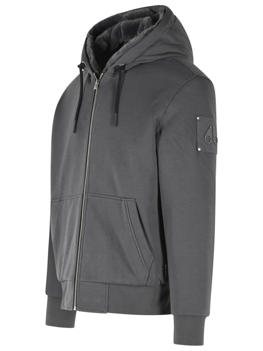 Moose Knuckles Signature Grey Cotton Blend Moose Knuckles Sweatshirt With Removable Insert