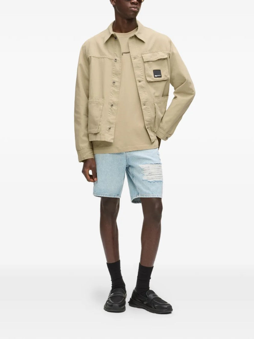 Karl Lagerfeld Boxy Cropped Jacket With Classic Collar
