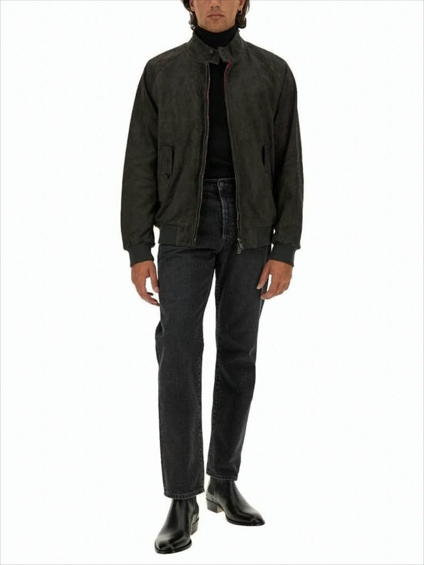 Baracuta Minimalist Black Leather Jacket With Structured Silhouette