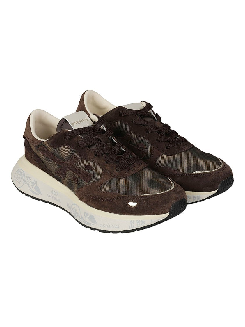 Premiata Lauryn Dark Brown Calfskin Mesh Sneakers