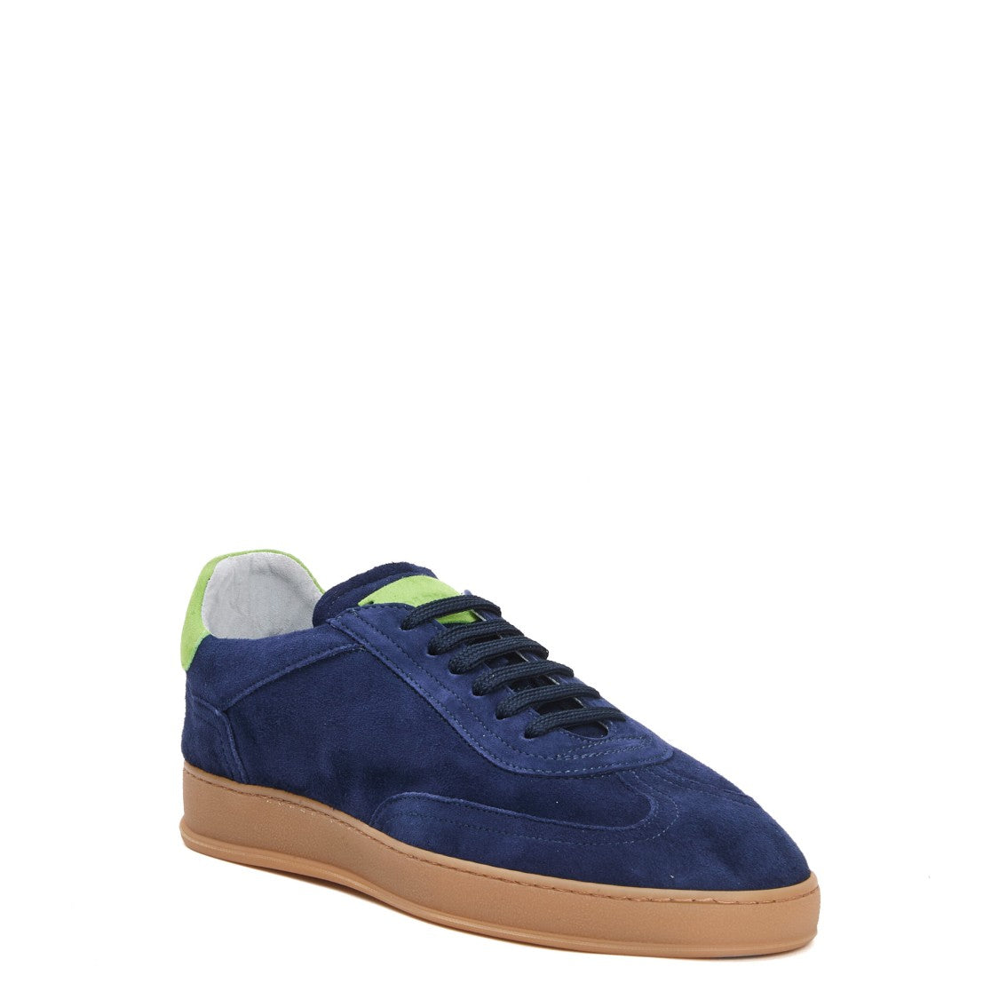 Soldini Blue Suede Sneakers With Green Spoiler