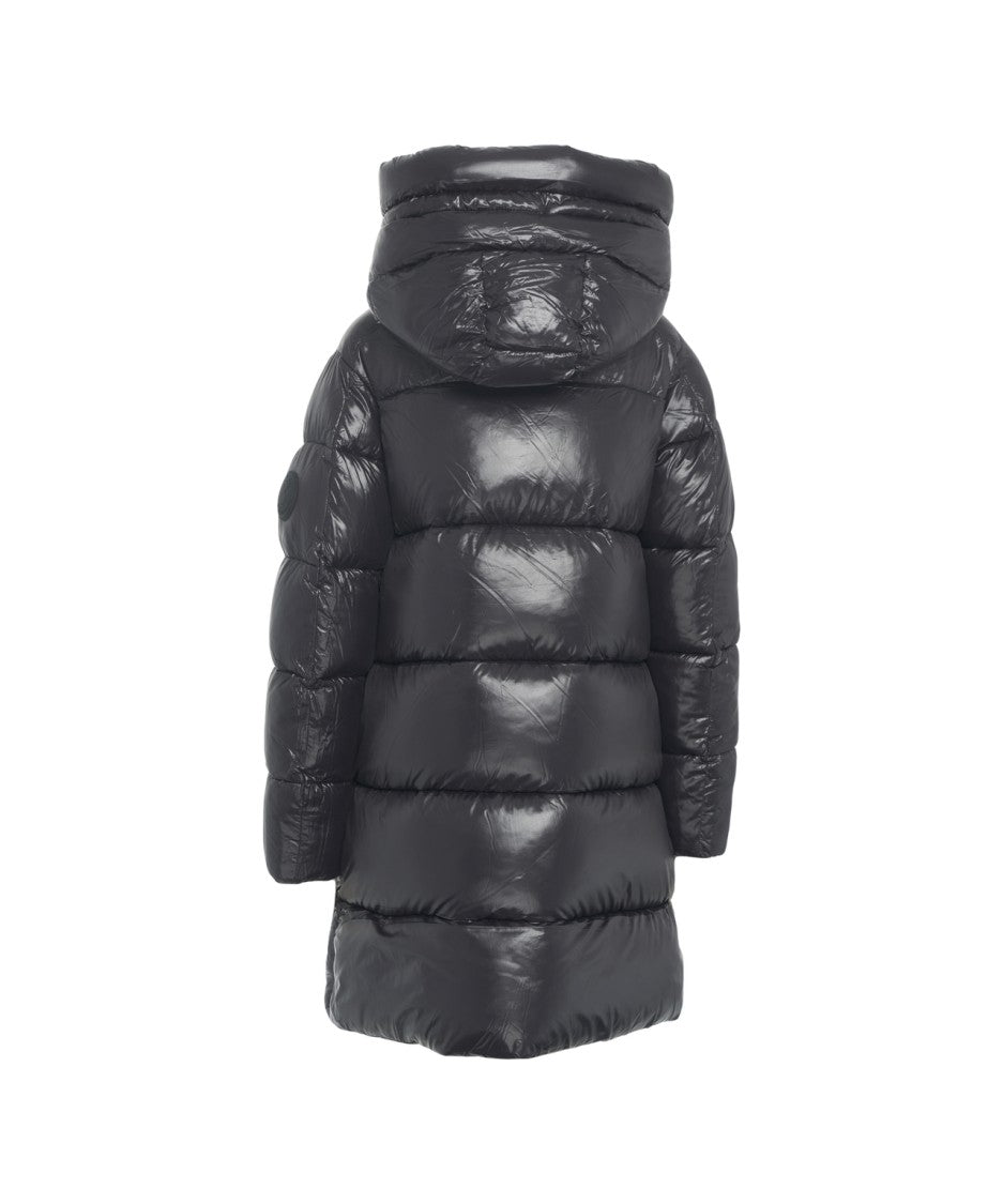 Save The Duck Long Quilted Down Jacket With High Collar And Plumtech Insulation