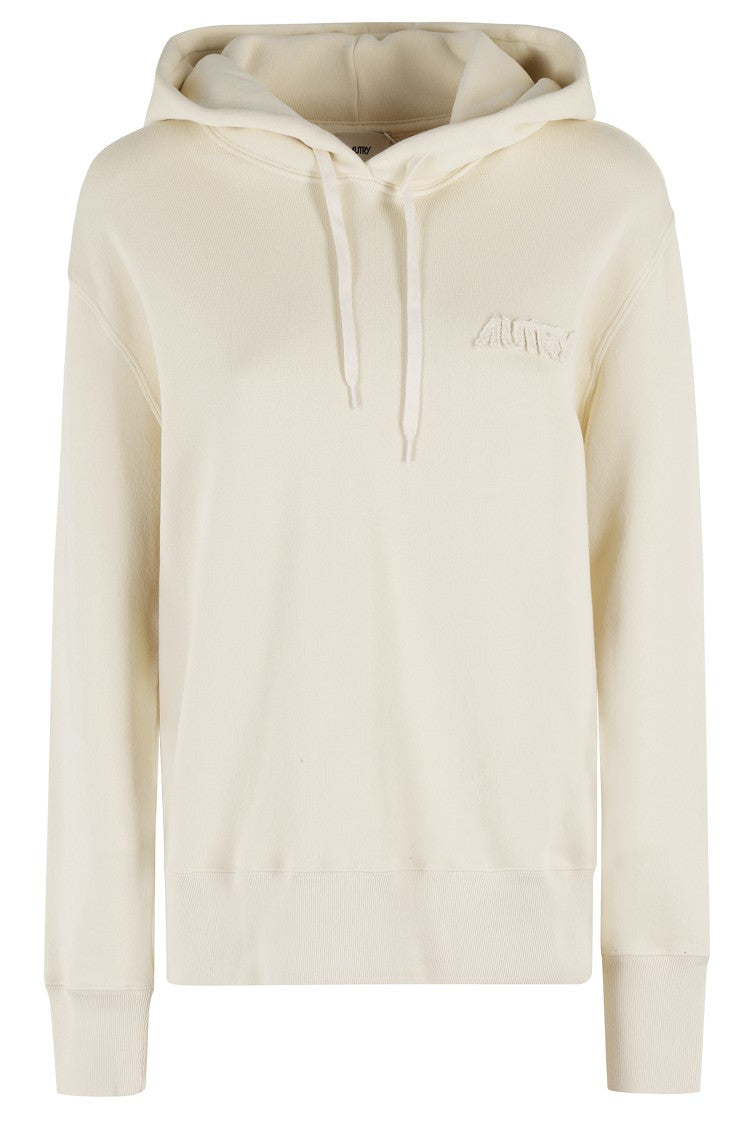 Autry Relaxed-Fit Cream Hoodie With Adjustable Drawstring Hood