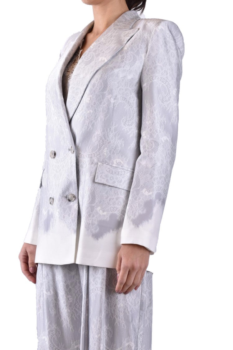 Ermanno Double-Breasted Blazer With Lace Detailing And Tailored Fit