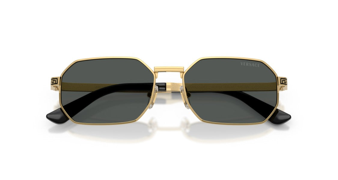 Versace Bold Geometric Frame Sunglasses With Greek Key Design