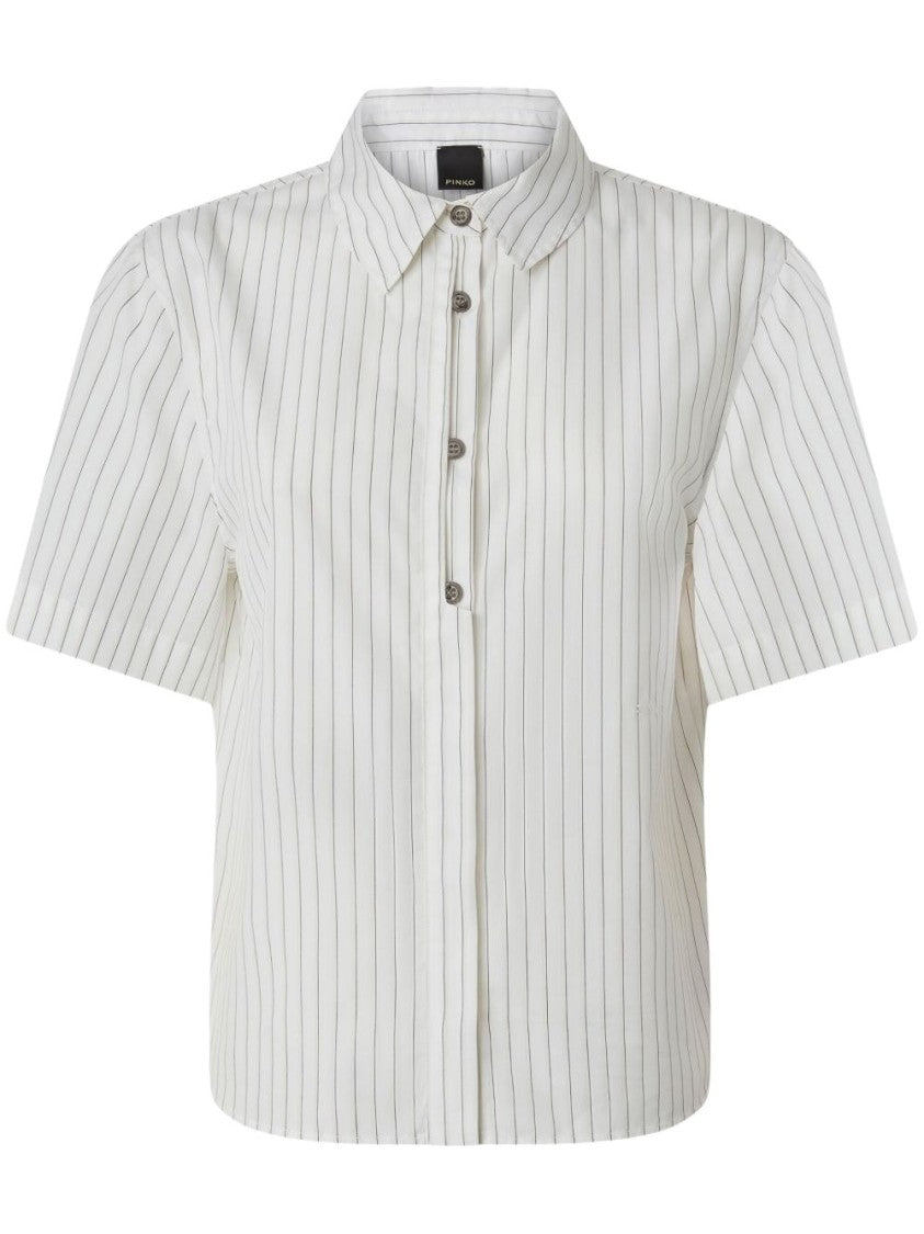 Pinko Multicolored Striped Short Sleeve Button-Up Shirt