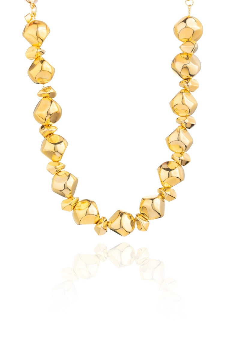 Federica Tosi Gold Mix Stone 18K Gold Plated Bronze Metal Necklace