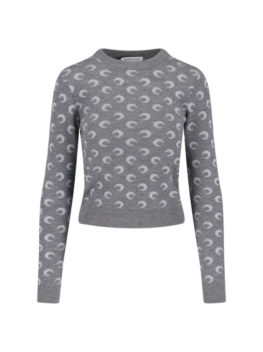 Marine Serre Cropped Sweater With Crescent Moon Pattern