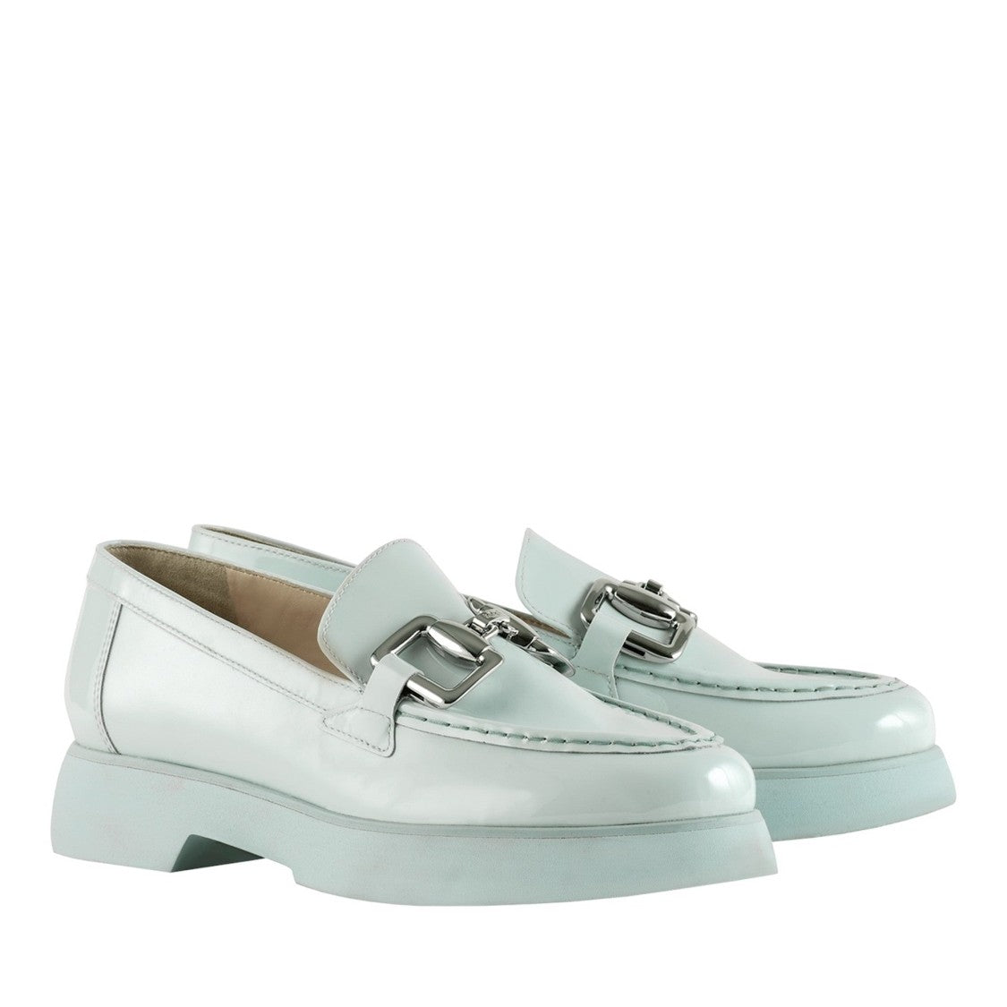Högl Blue Max Silver Buckle Patent Leather Loafers