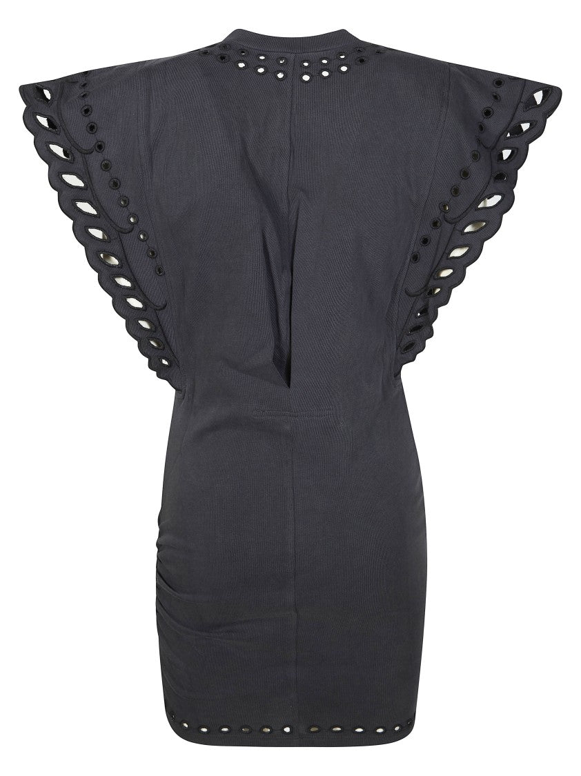 Isabel Marant Étoile Black Orlane Scalloped Cut Out Mini Dress