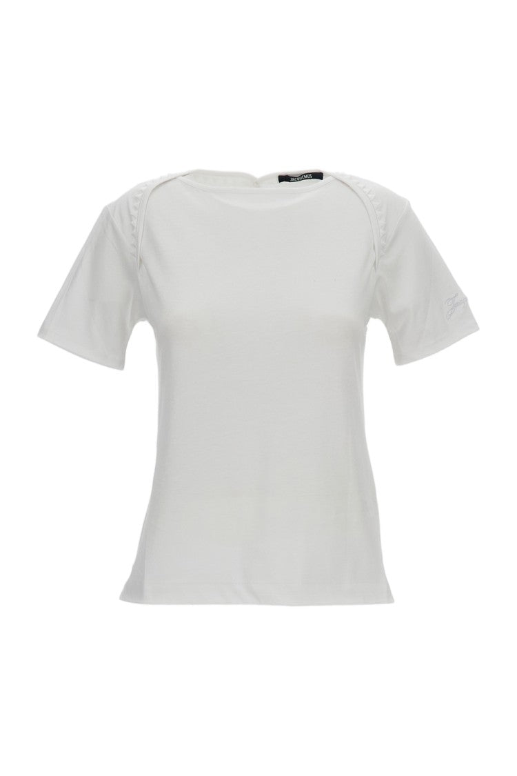 Jacquemus Short-Sleeved Cotton T-Shirt With Passementerie Trim And Embroidered Logo