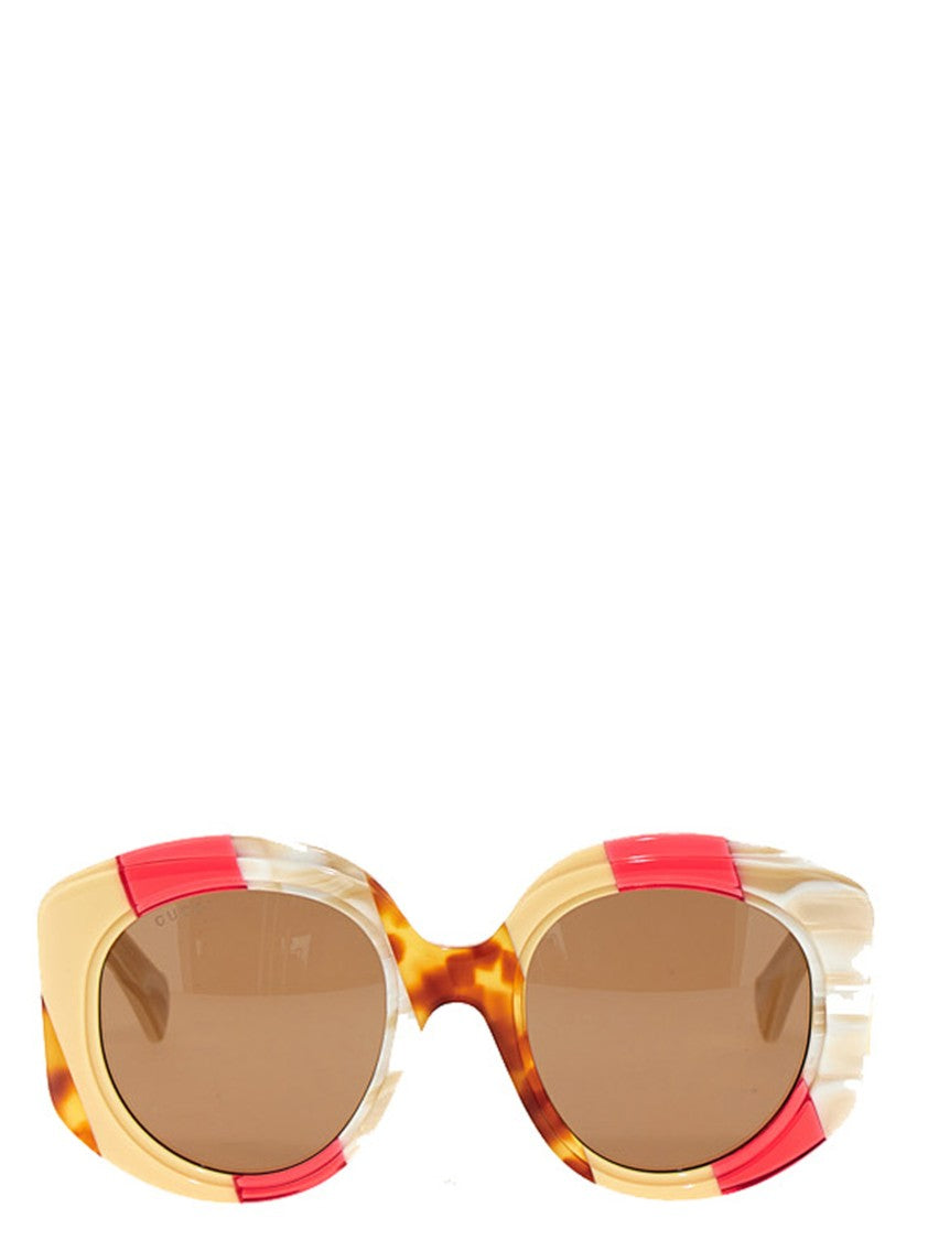 Gucci Tricolor Marble-Effect Oversized Sunglasses With Gg Logo