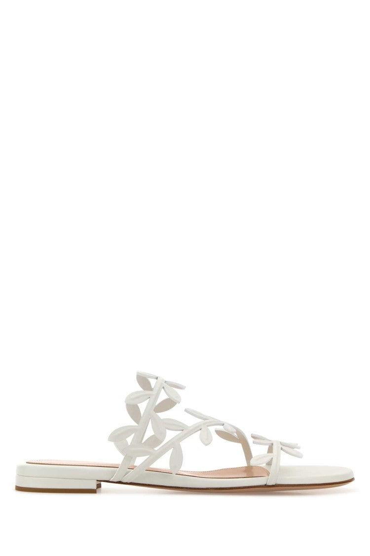 Gianvito Rossi White Nappa Leather Flavia Slippers