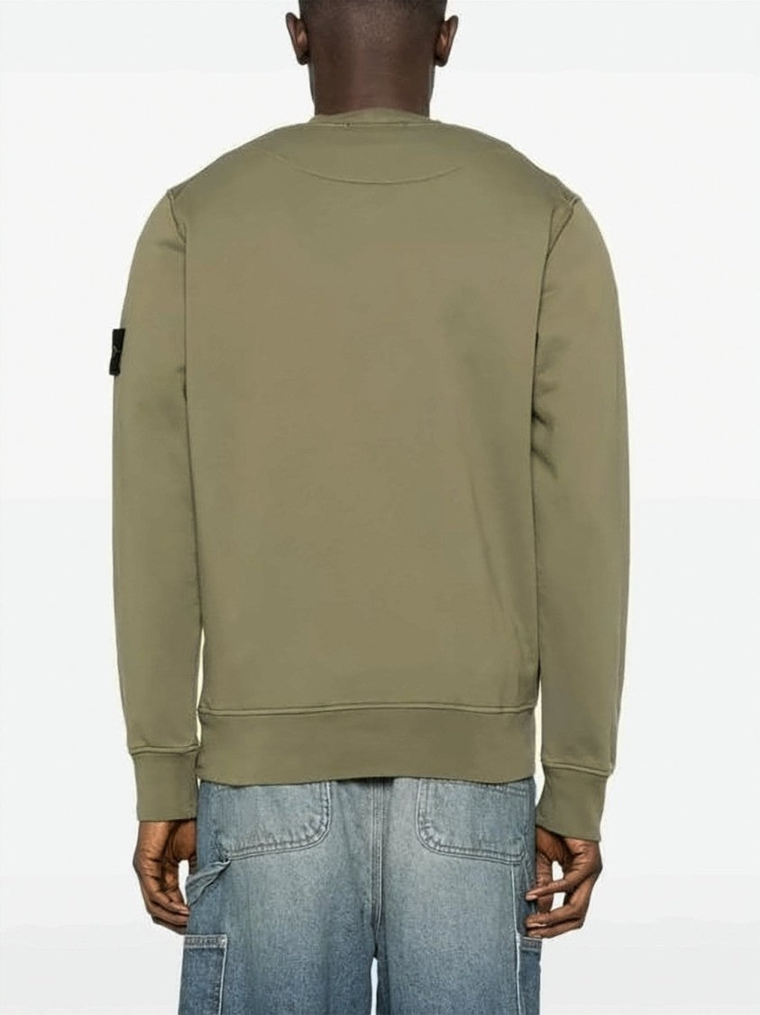 Stone Island Olive Green Long-Sleeve Sweatshirt With Signature Patch Detail
