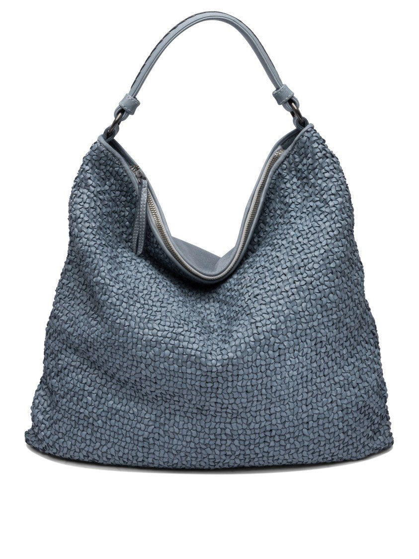 Reptile's House Spacious Blue Calf Leather Shoulder Bag