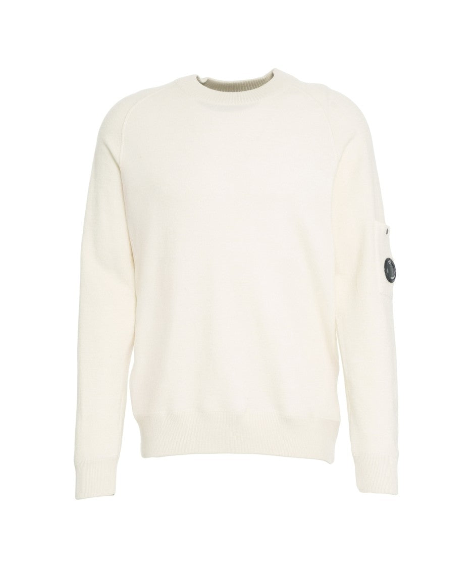 C.P. Company Crew Neck Knit Sweater With Iconic Lens Logo