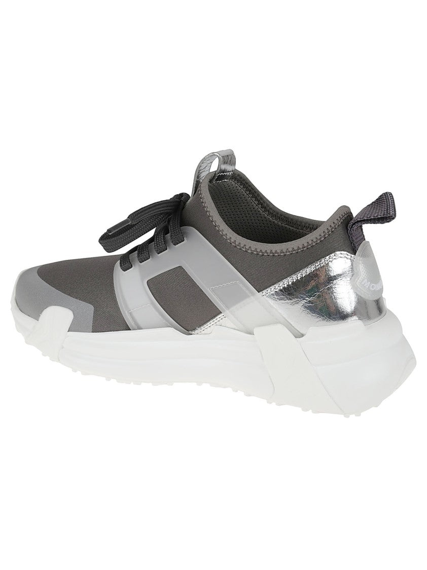 Moncler Dark Grey Sneakers With Metallic Silver Accent