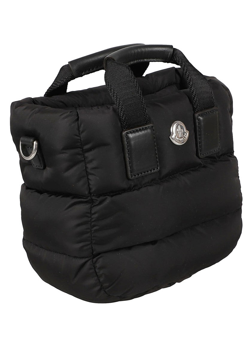 Moncler Compact Quilted Handbag With Leather Accents