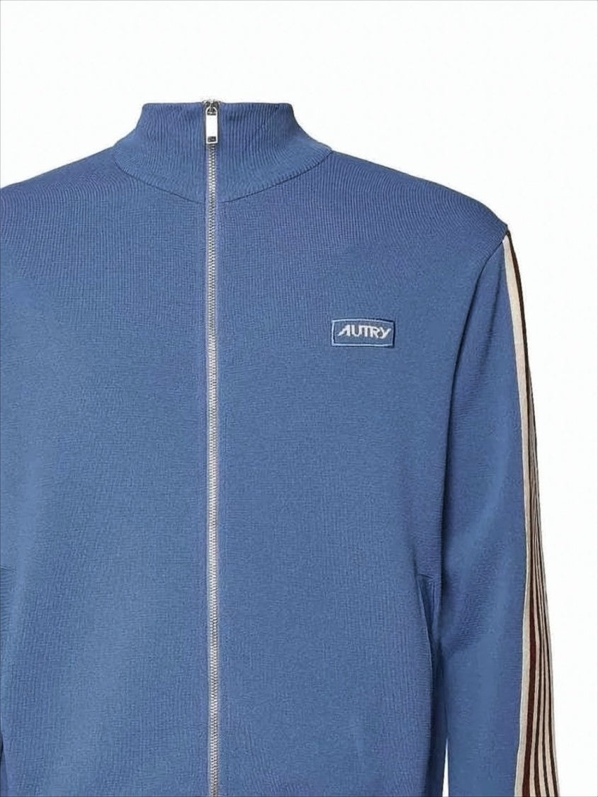 Autry High Collar Zip-Up Jacket With Contrasting Stripes