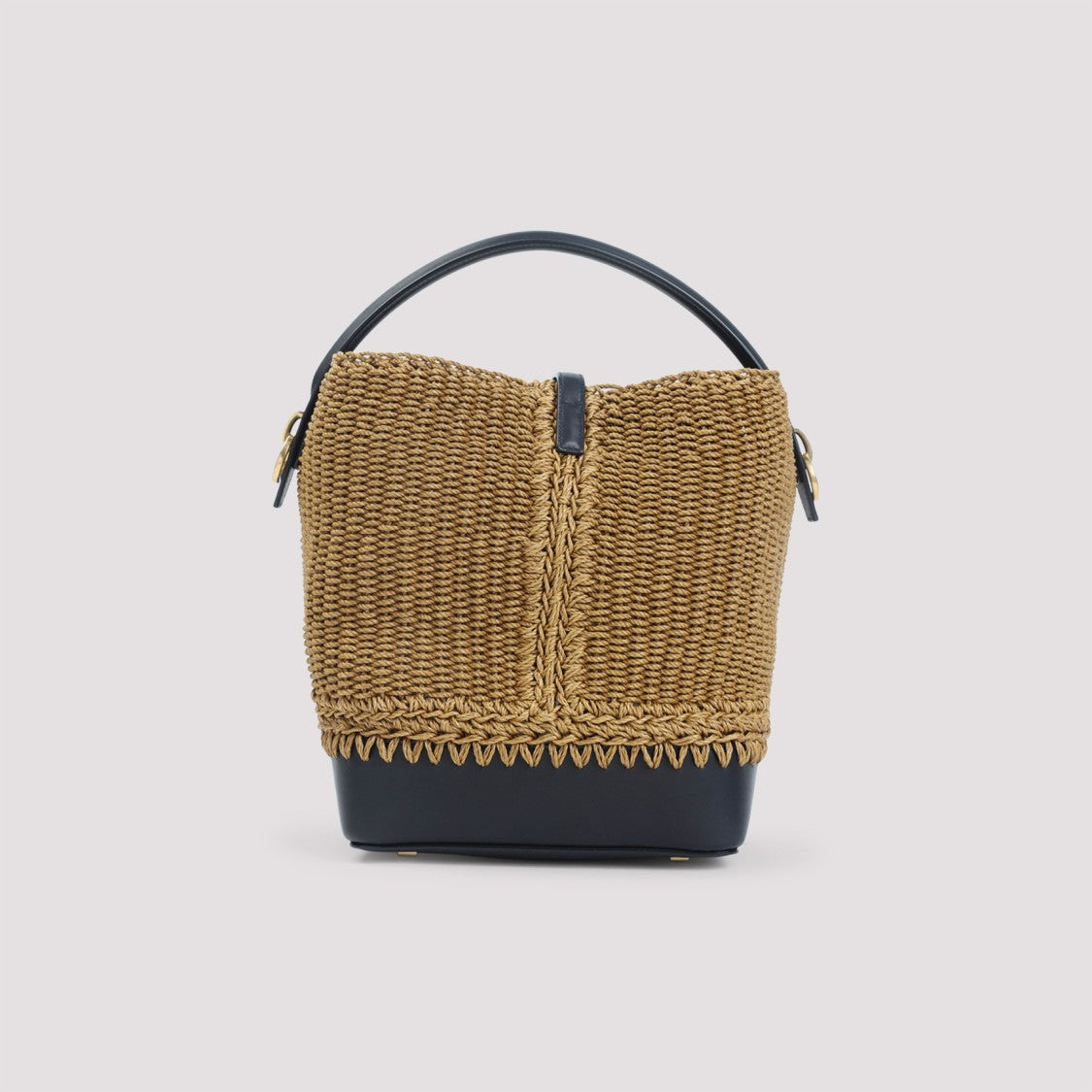 Saint Laurent Raffia And Leather Shoulder Bag With Detachable Strap