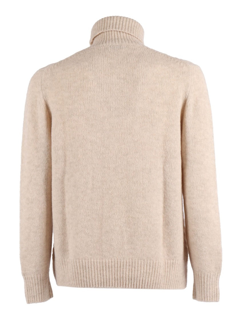 Ballantyne Fine Knit High-Neck Pullover With Ribbed Details