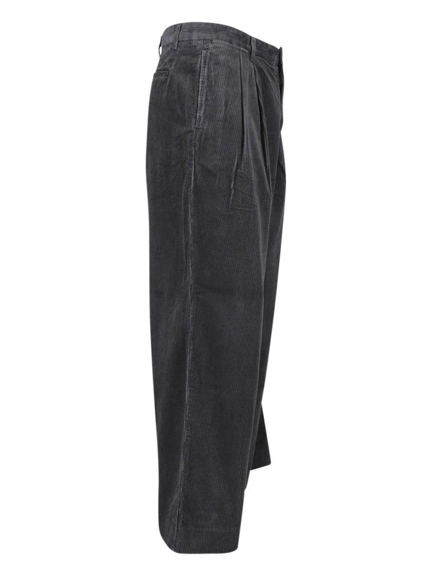 Paul Smith Black Ribbed Corduroy Mid-Rise Straight-Leg Pants