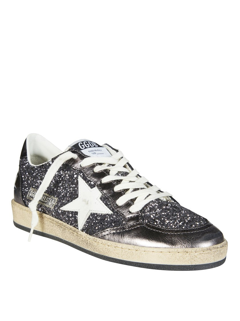 Golden Goose Glittery Silver Purple Metallic Sneakers