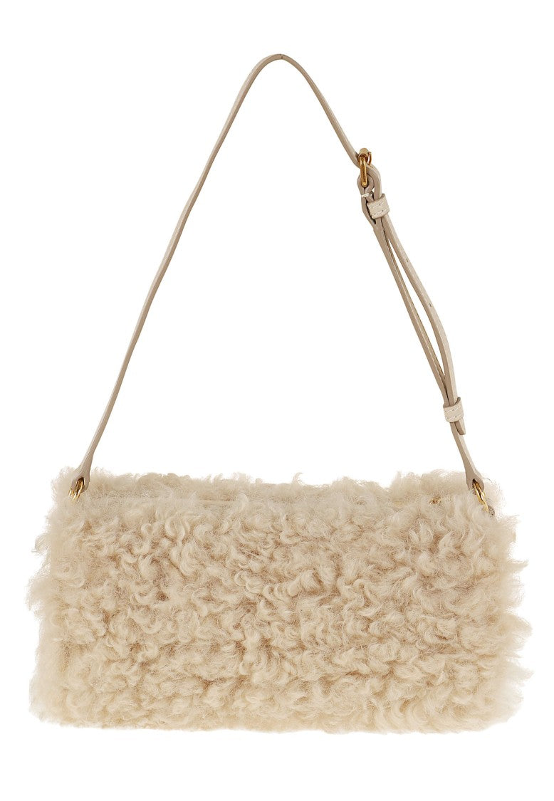 Stella Mccartney Logo Cylindrical Adjustable Strap Eco-Shearling Shoulder Bag