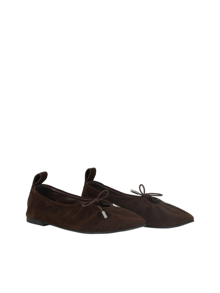 Alohas Black Rosalind Bow Pointed-Toe Leather Flats