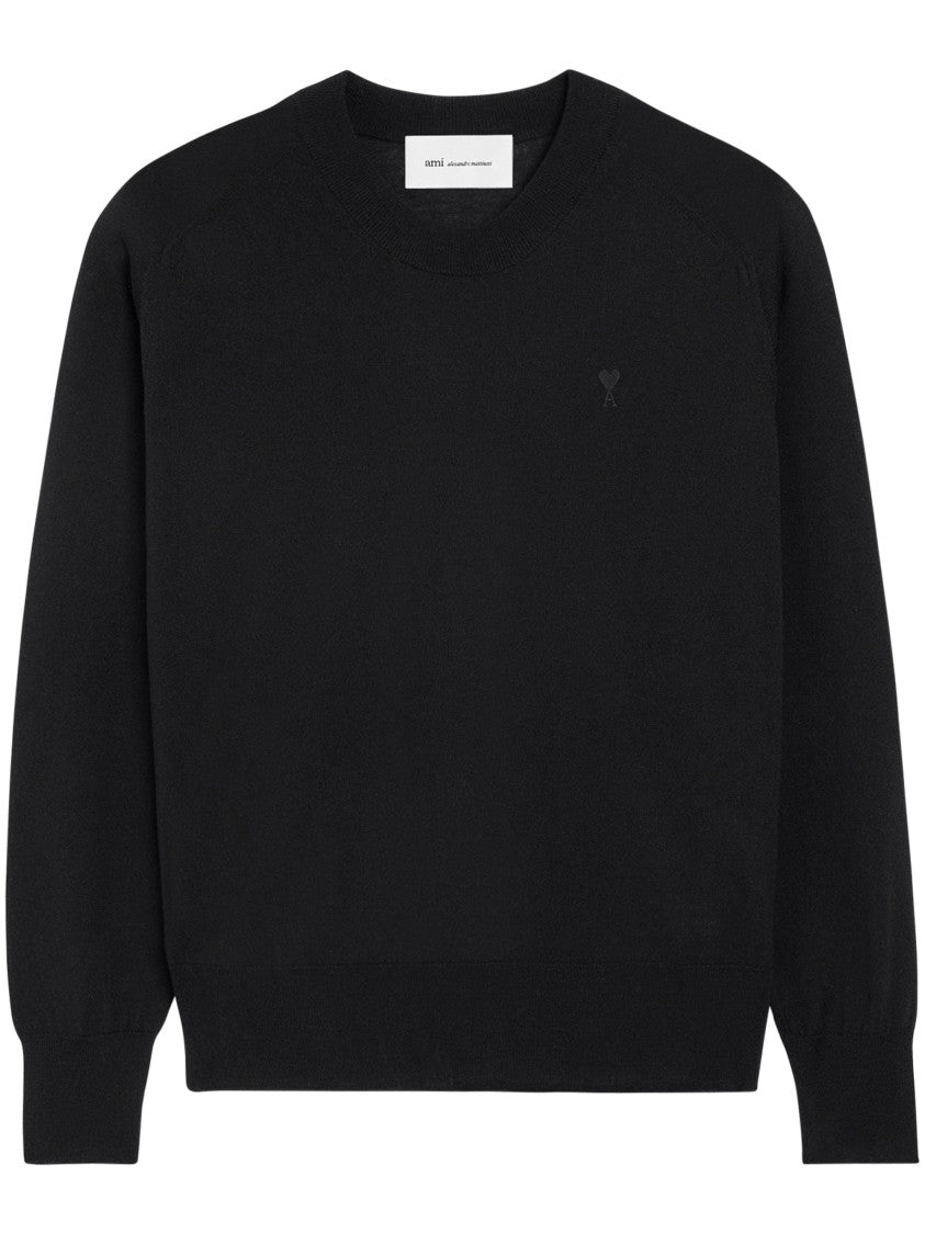 Ami Paris Crewneck Sweater With Contrasted Heart Embroidery