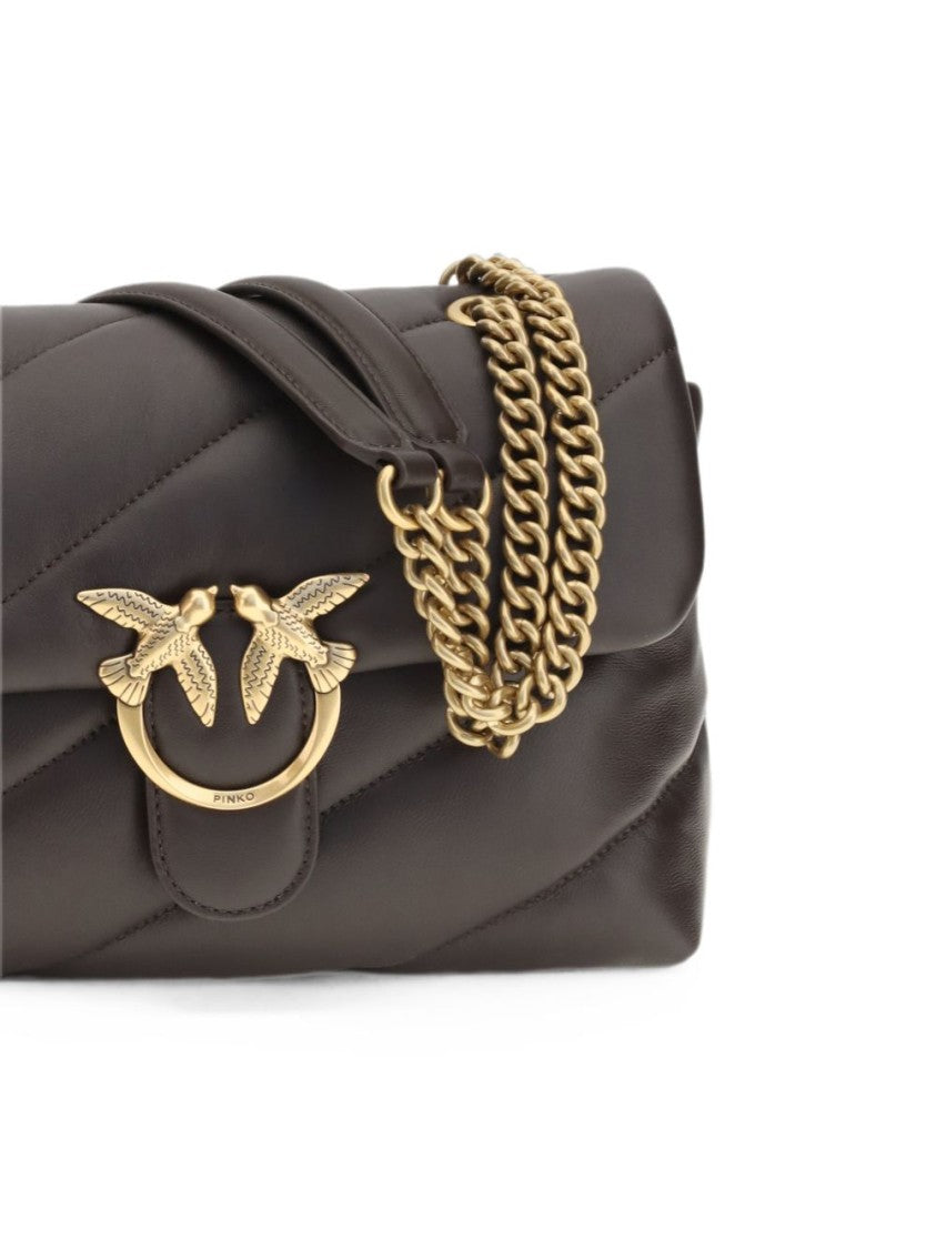 Pinko Brown Quilted Gold Clasp Shoulder Bag