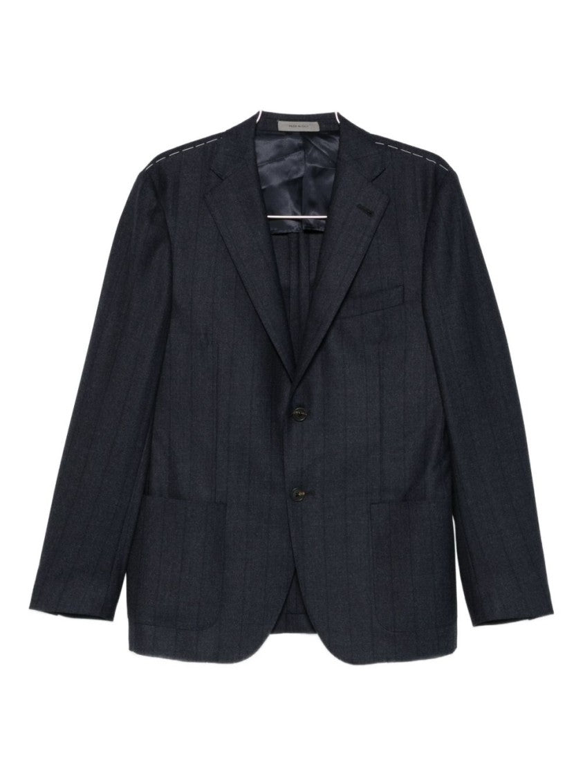 Corneliani Blue Virgin Wool And Cashmere Suit Jacket