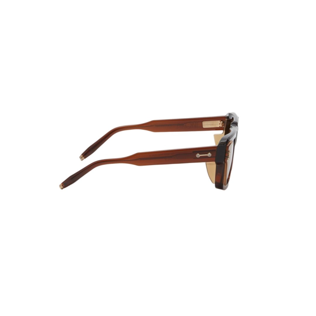 Akoni Rectangular Brown Tortoiseshell Sunglasses With Metallic Accents