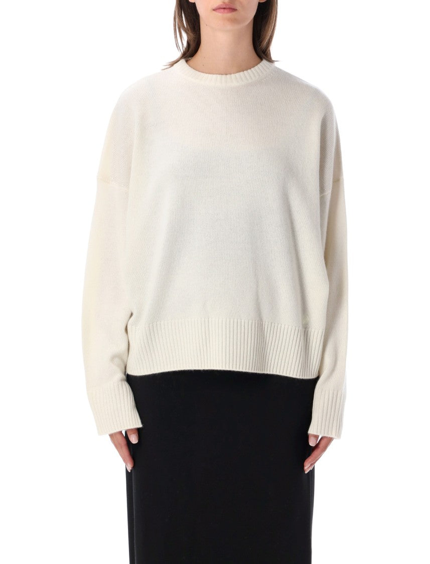 Loulou De Saison Soft Cashmere Crewneck Sweater With Ribbed Details