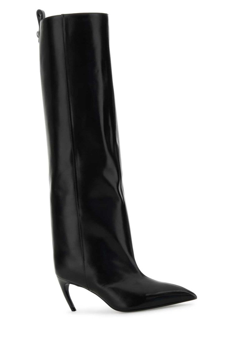 The Attico Black Leather Lea Boots