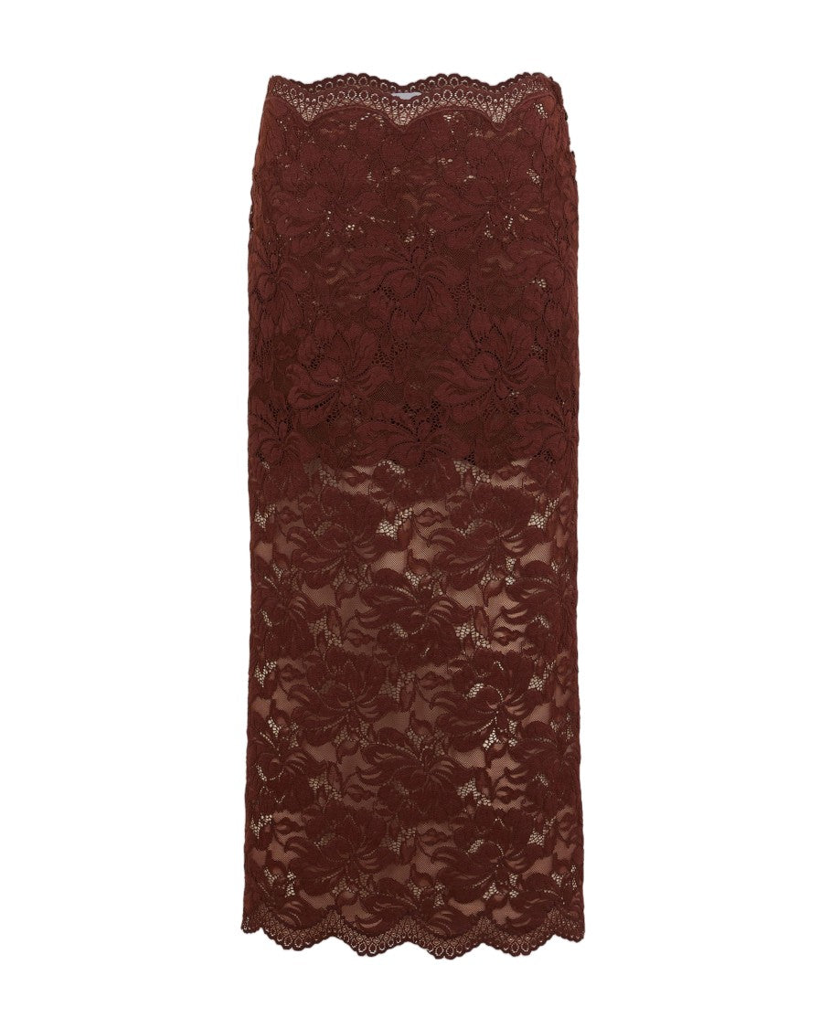 Rabanne Intricate Floral Lace Midi Skirt With Scalloped Hem