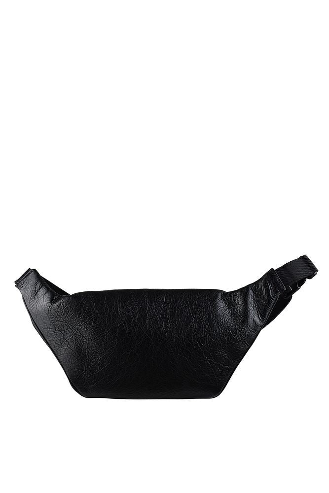 Balenciaga Black Crumpled Leather Explorer Bag