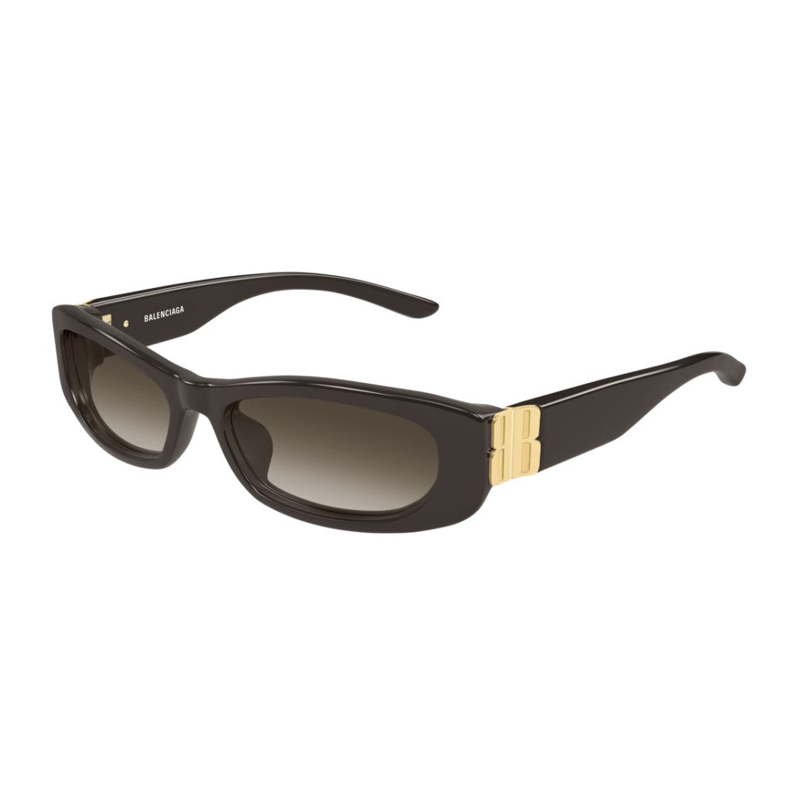 Balenciaga Everyday Rectangular Brown Grey Recycled Acetate Sunglasses