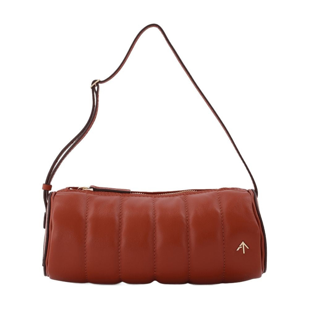 Manu Atelier Padded Cylinder Bag In Red Leather