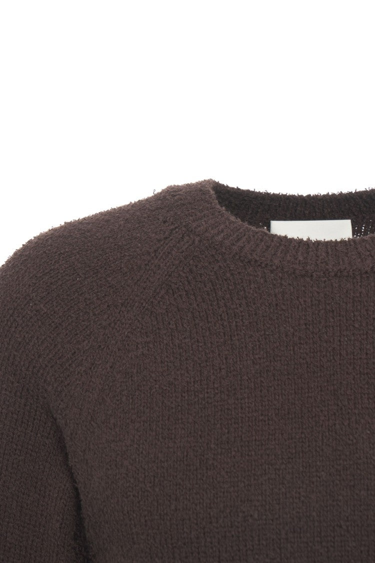 Closed Fine Textured Knit Pullover With Ribbed Details