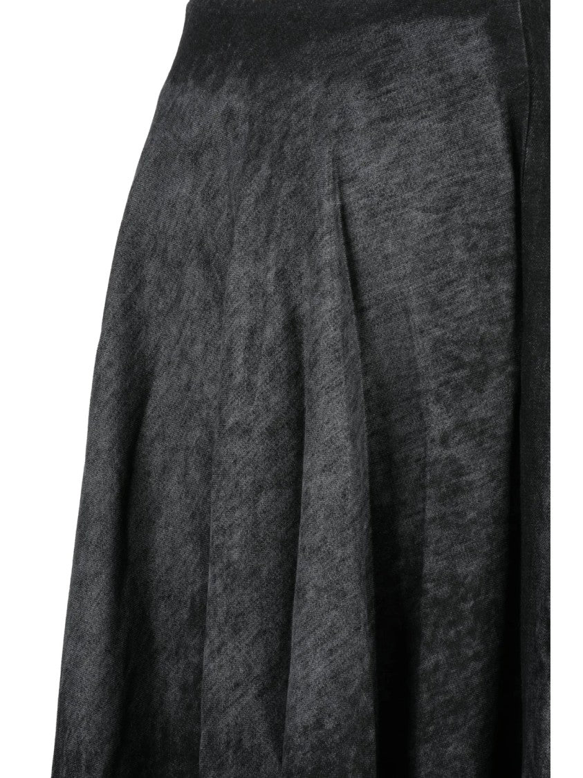 Diesel Long Denim Skirt With Raw Hem And Zip Closure