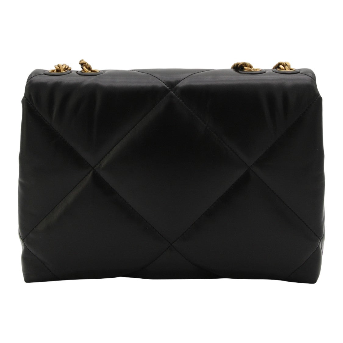 Tory Burch Quilted Black Shoulder Bag With Gold-Tone Emblem