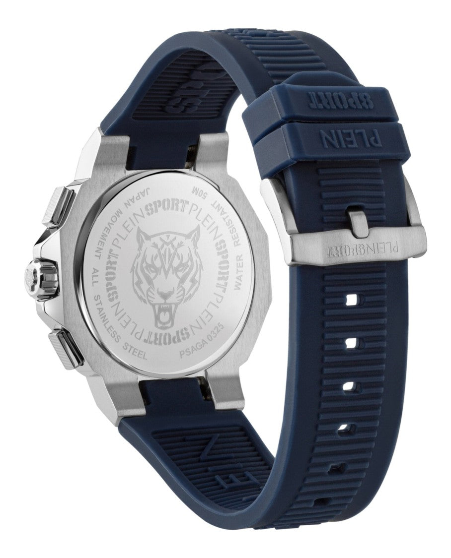 Plein Sport Titan Chronograph Watch With Blue Guilloche Dial