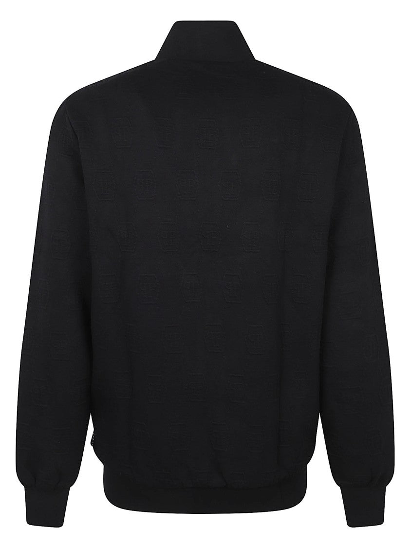 Philipp Plein Zip-Up Jacket With High Collar And Embossed Pattern