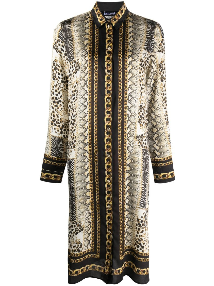 Just Cavalli Long Sleeve Shirt With Striking Animal Print