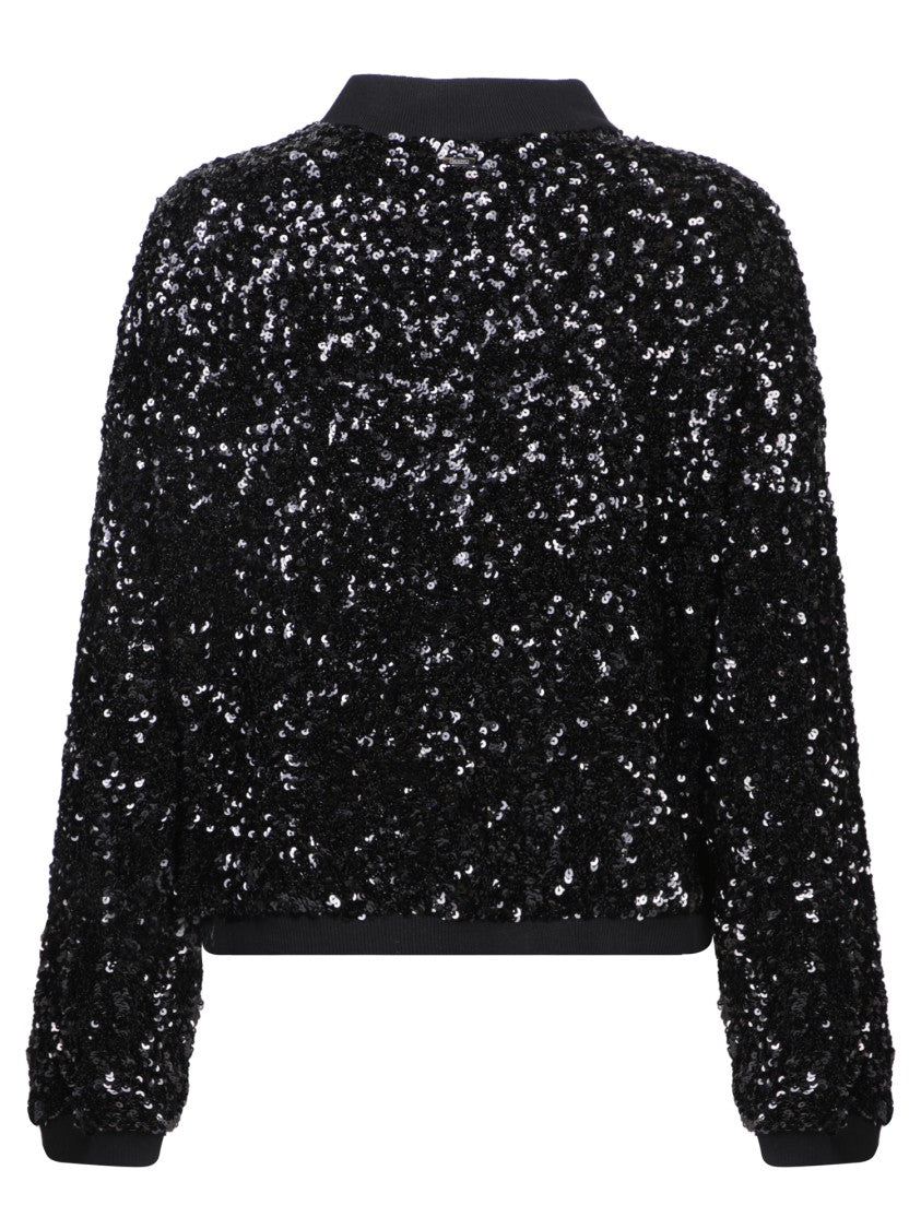 Herno Sequin-Embellished Bomber Jacket With Ribbed Details