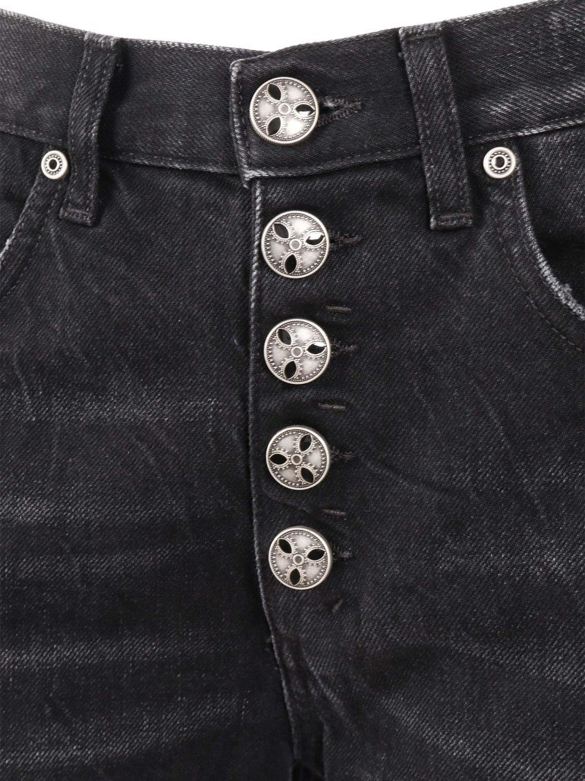 Dondup High-Waisted Wide-Leg Jeans With Decorative Button Fly