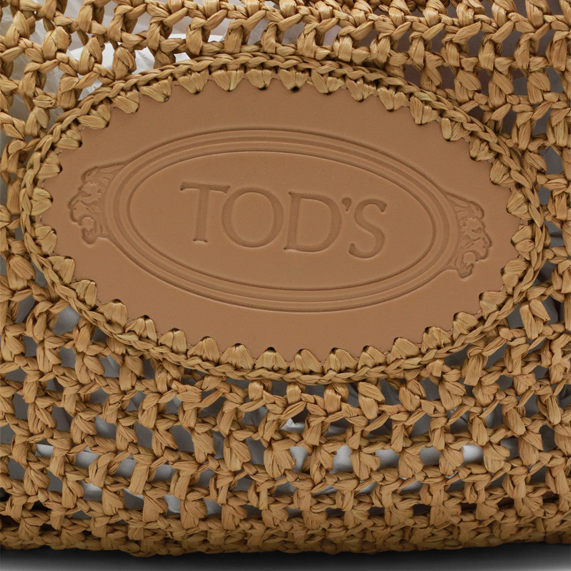 Tod's Natural Raffia Tote With Handcrafted Crochet Design